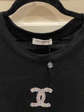 Chanel Long Sleeve Logo Knit Top